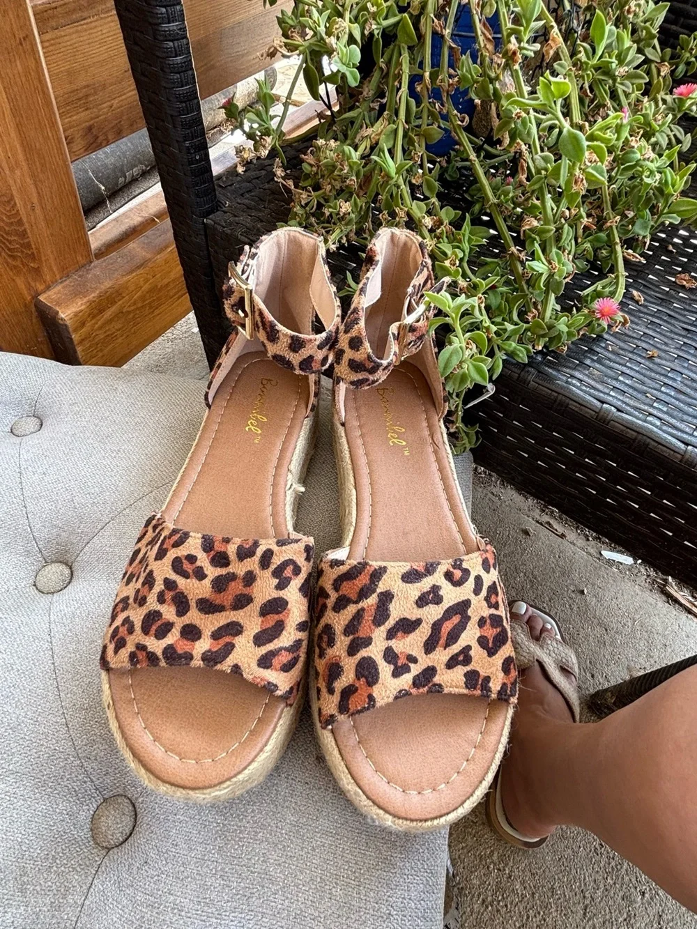 Leopard Print Espadrille Platform Sandals - Women